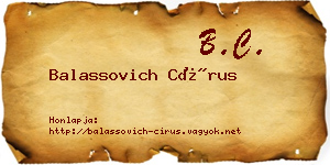 Balassovich Círus névjegykártya